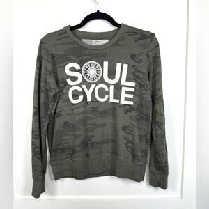 SoulCycle Green Camo Crewneck Sweatshirt Size XS